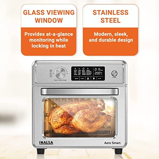 INALSA Air Fryer Oven Aero Smart With 23 L Capacity|1700 W-16 Preset Programs|| Digital Display and Touch Control | Rotisserie & Convection| 8 Accessories| Recipe Book|2 Year Warranty INALSA Air Fryer Oven Aero Smart With 23 L Capacity|1700 W-16 Preset Programs|| Digital Display and Touch Control | Rotisserie & Convection| 8 Accessories| Recipe Book|2 Year Warranty